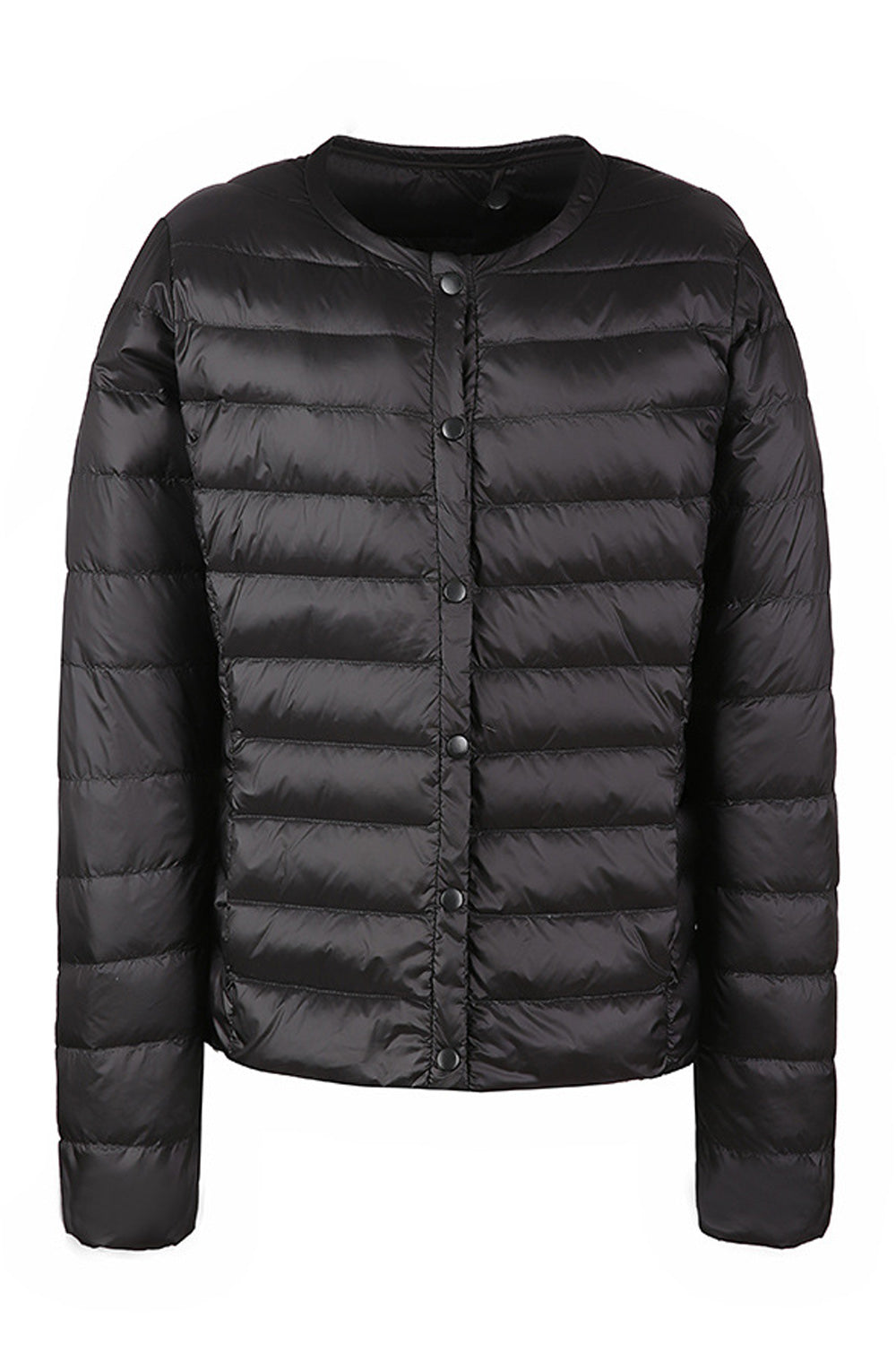 Women Comfy Round Neck Long Sleeve Breathable Loose Padded Jacket