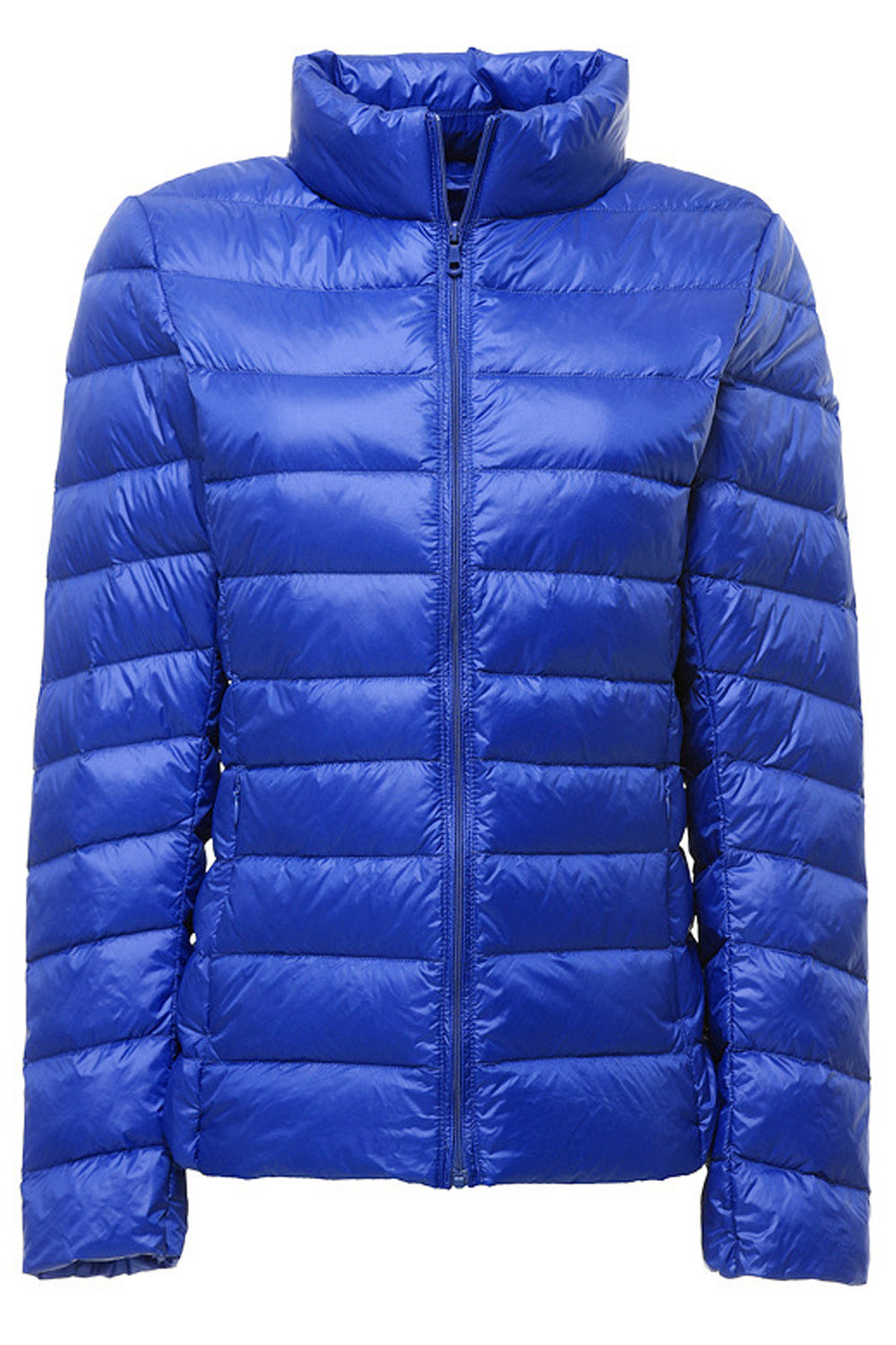 Women Fashionable Stand Collar Zipper Style Solid Pattern Padded Jacket