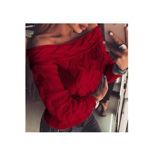 Women Short Off Shoulder Warm Sweater