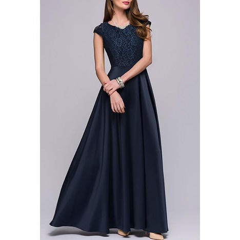 Jhon Peters Women Lace Pleated Long Maxi Dress