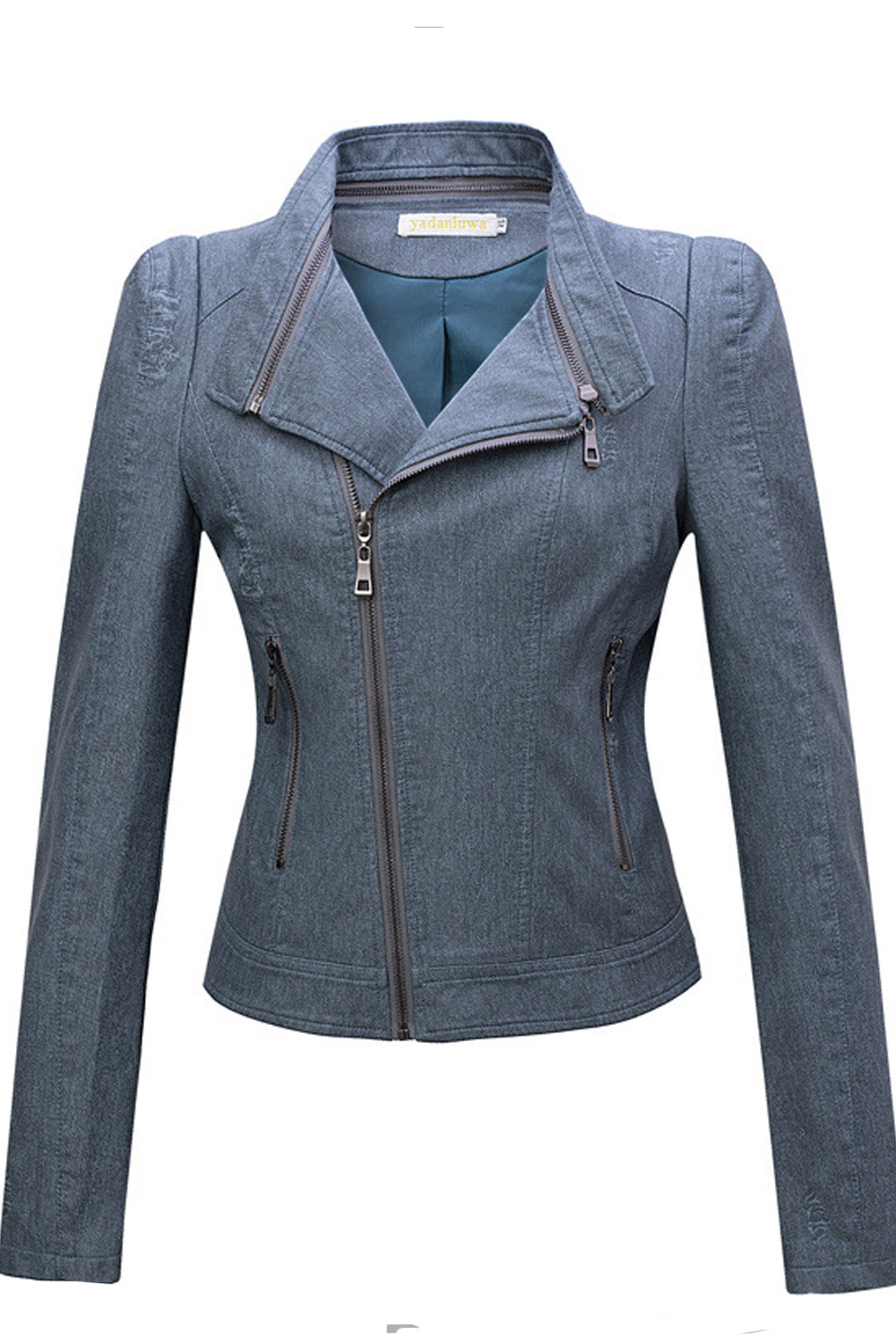Women Comfy Slim Fit Elegant Solid Pattern Collar Neck Warm Leather Jacket