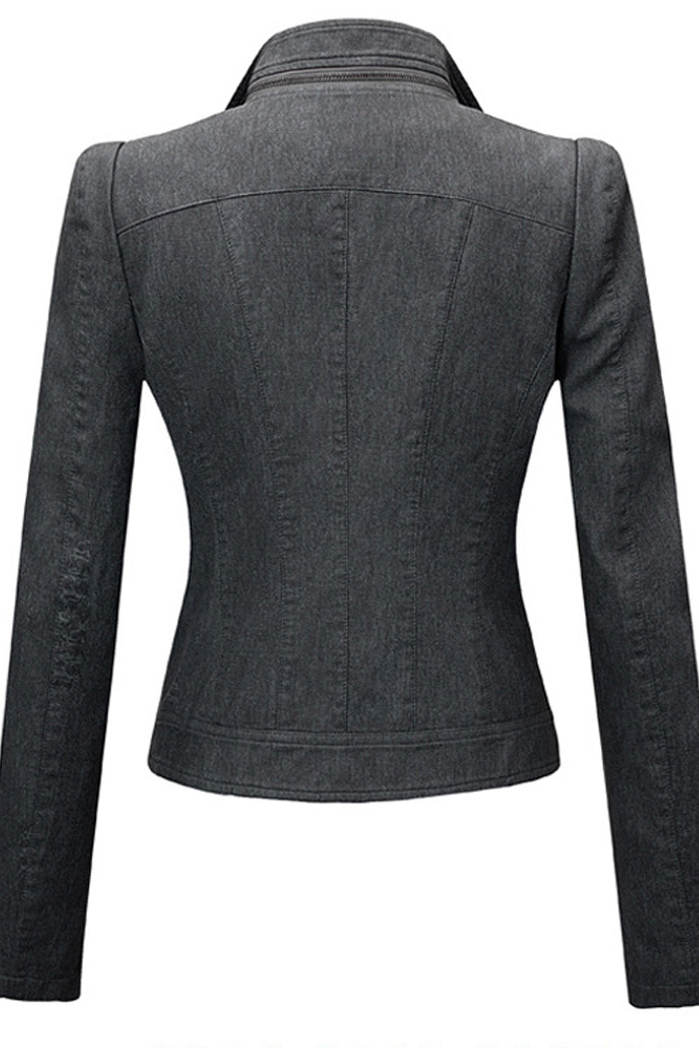 Women Comfy Slim Fit Elegant Solid Pattern Collar Neck Warm Leather Jacket