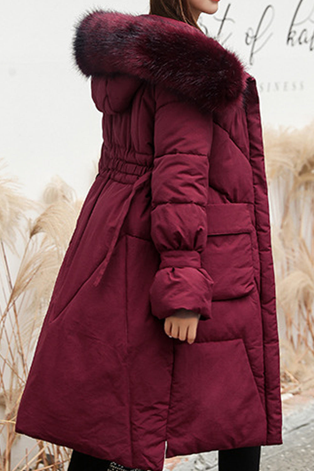 Women Elegant Solid Colored Warm Pocket Styling Padded Jacket
