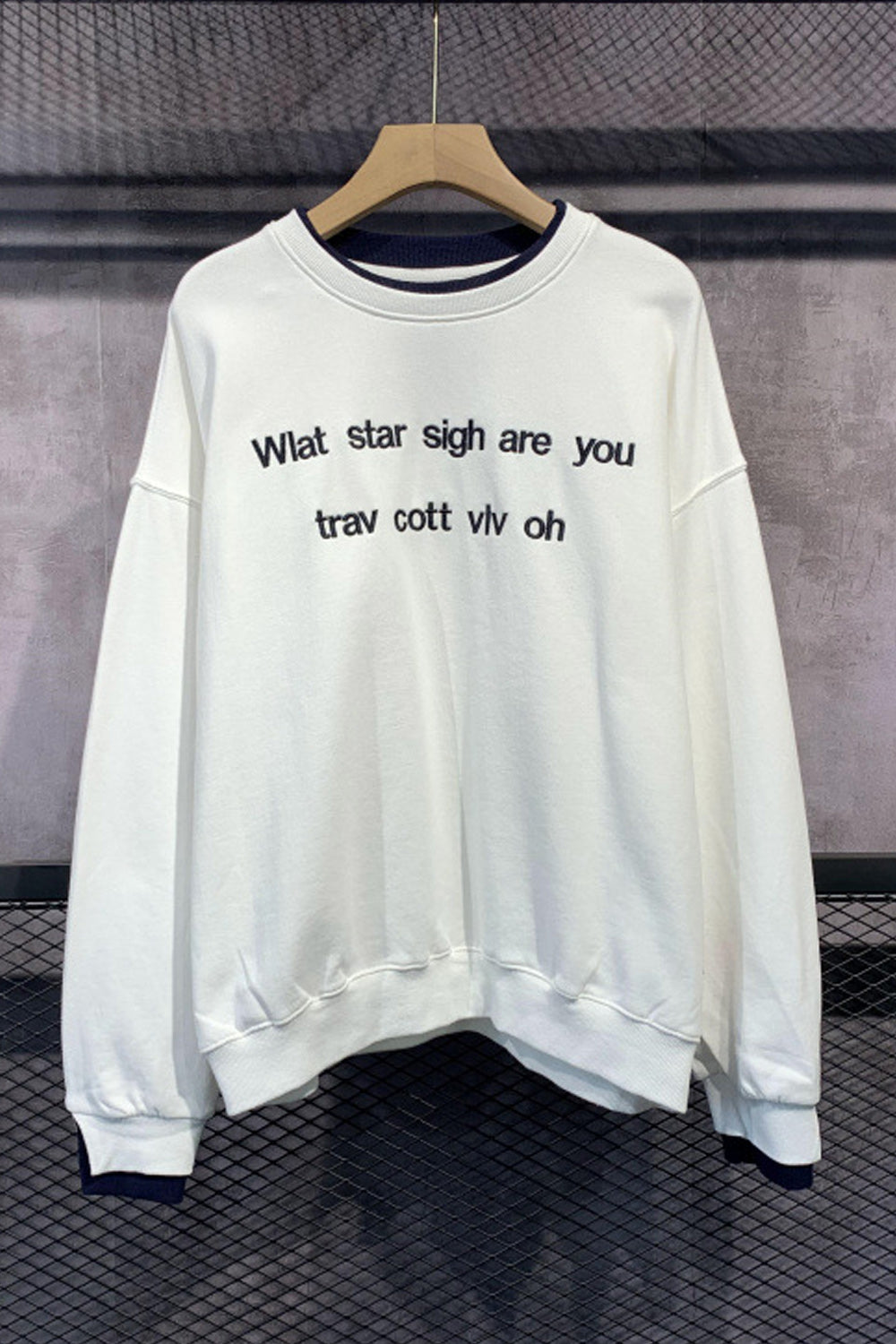 Women Ribbed Hem Cozy Round Neck Letter Printed Stylish Sweatshirt