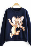 Women Fashionable Cartoon Printed Easy Round Neck Convenient Sweatshirt