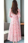Women Classy Long Sleeve Pretty Floral Printed Thin Comfy Dress
