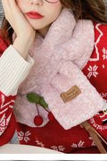 Women Cherry Decorated Warm Soft Lightweight Casual Muffler