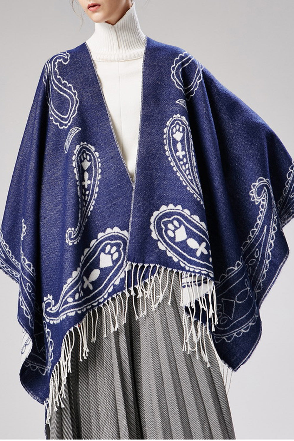 Women Charming Tassel Decorated Printed Style Comfy Shawl