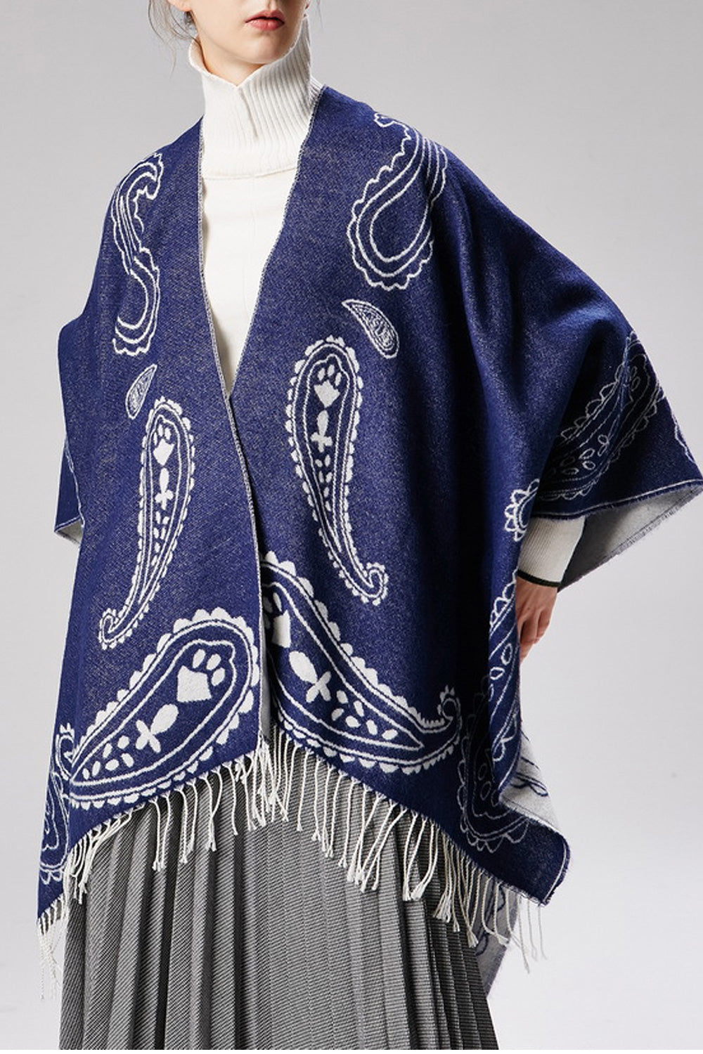 Women Charming Tassel Decorated Printed Style Comfy Shawl