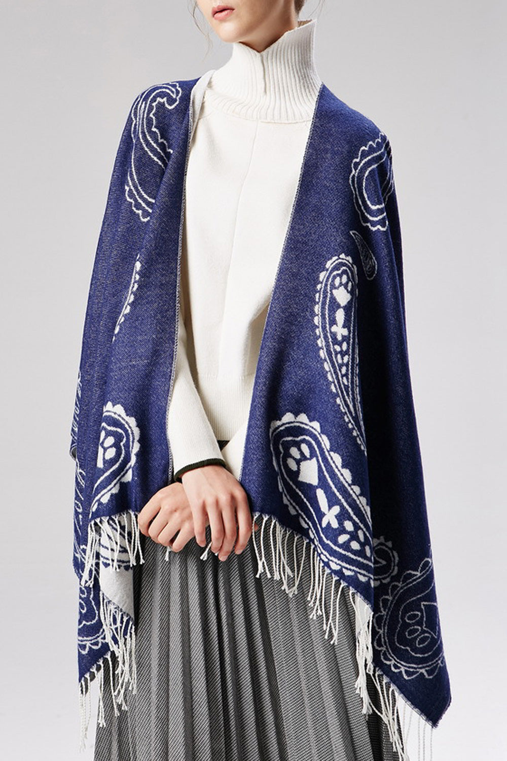 Women Charming Tassel Decorated Printed Style Comfy Shawl