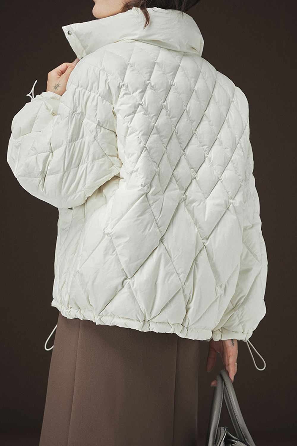 Women Snap Button Closure Pretty Solid Colored Stunning Padded Jacket