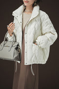 Women Snap Button Closure Pretty Solid Colored Stunning Padded Jacket