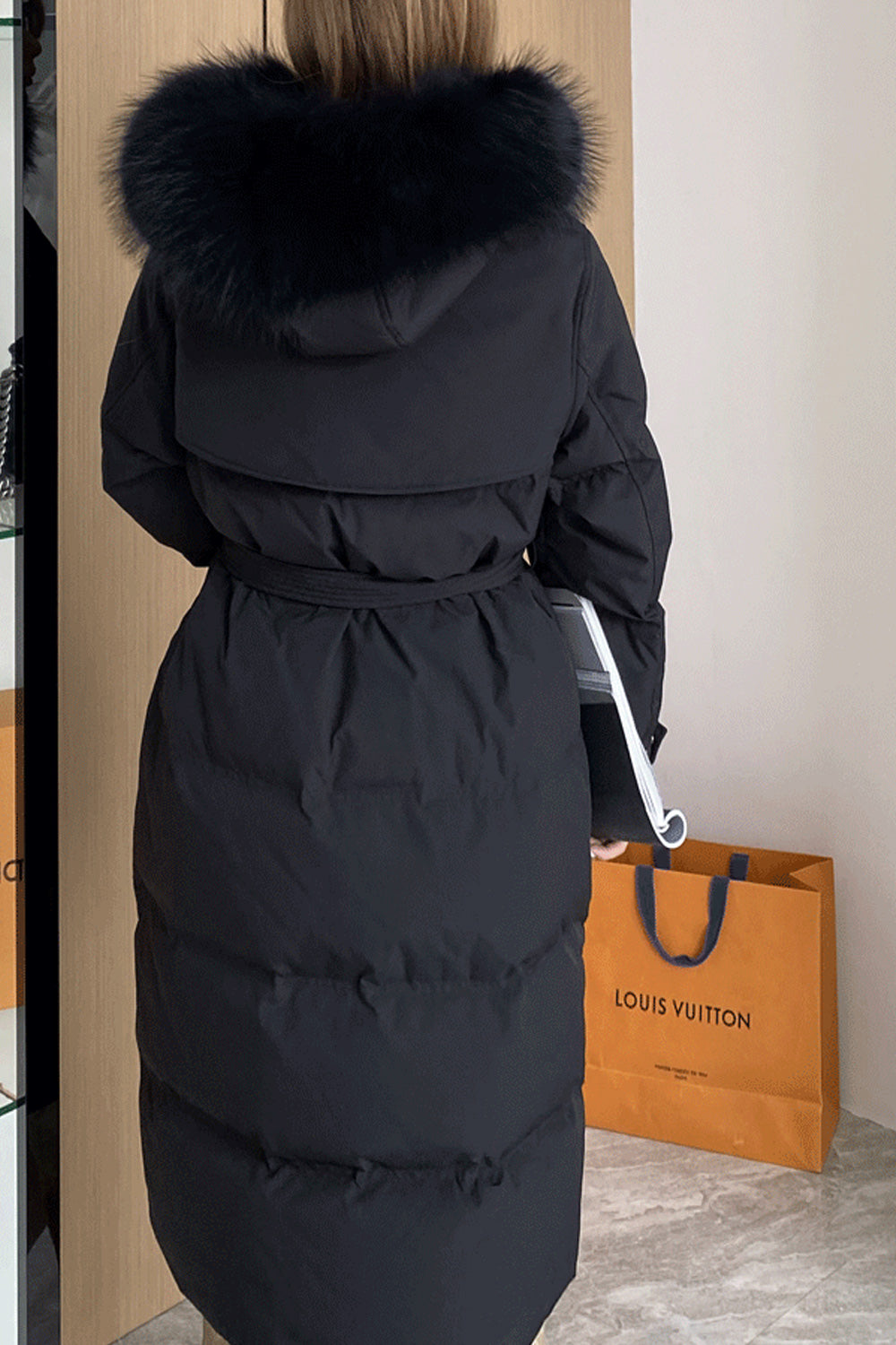 Women Long Length Hooded Neck Elegant Solid Colored Padded Jacket