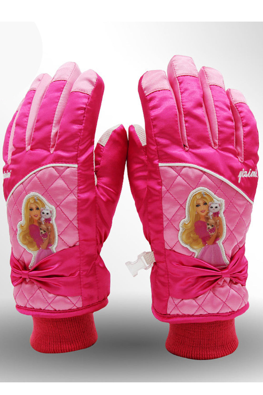 Women Cartoon Printed Waterproof Thick Ski Gloves