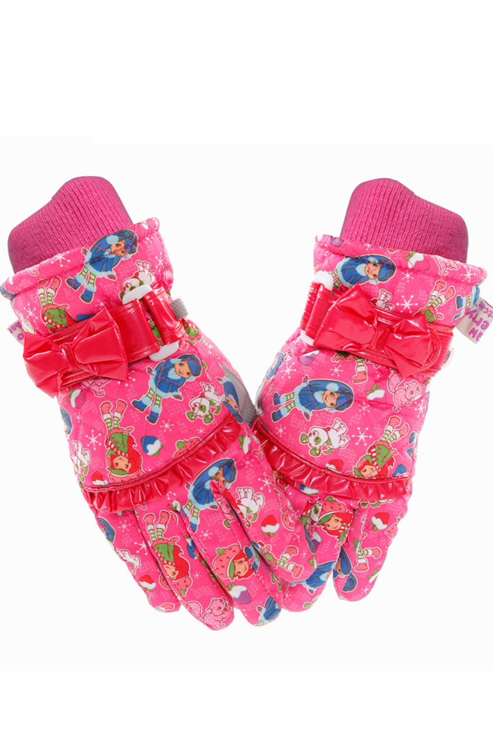 Women Motorcycle Riding Cartoon Printed Warm Ski Gloves