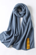 Women Pretty Solid Pattern Button Decorated Comfy Muffler