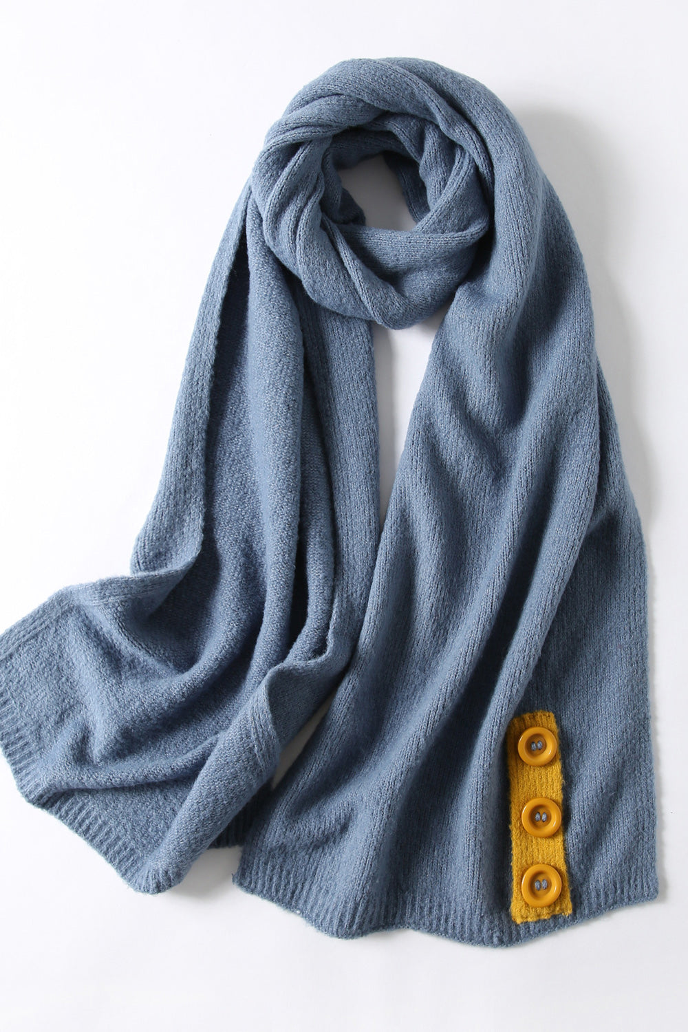 Women Pretty Solid Pattern Button Decorated Comfy Muffler
