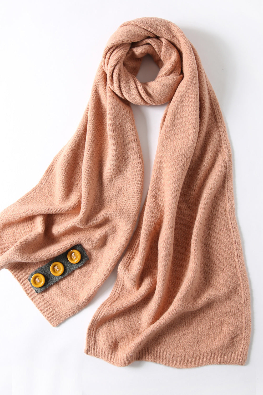 Women Pretty Solid Pattern Button Decorated Comfy Muffler