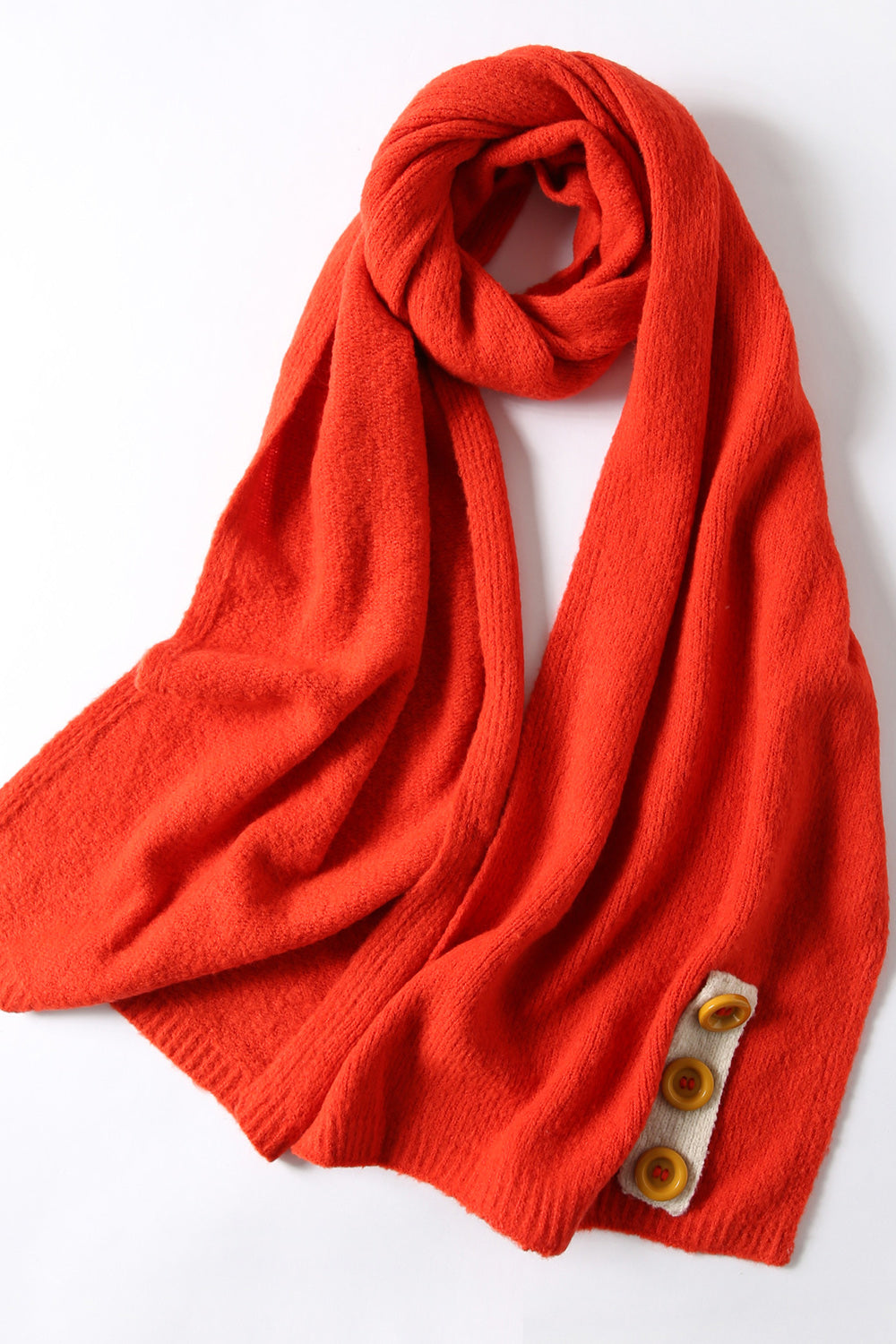 Women Pretty Solid Pattern Button Decorated Comfy Muffler
