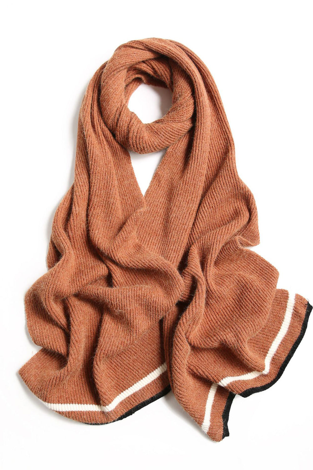 Women Soft Convenient Solid Colored Stripe Pattern Muffler