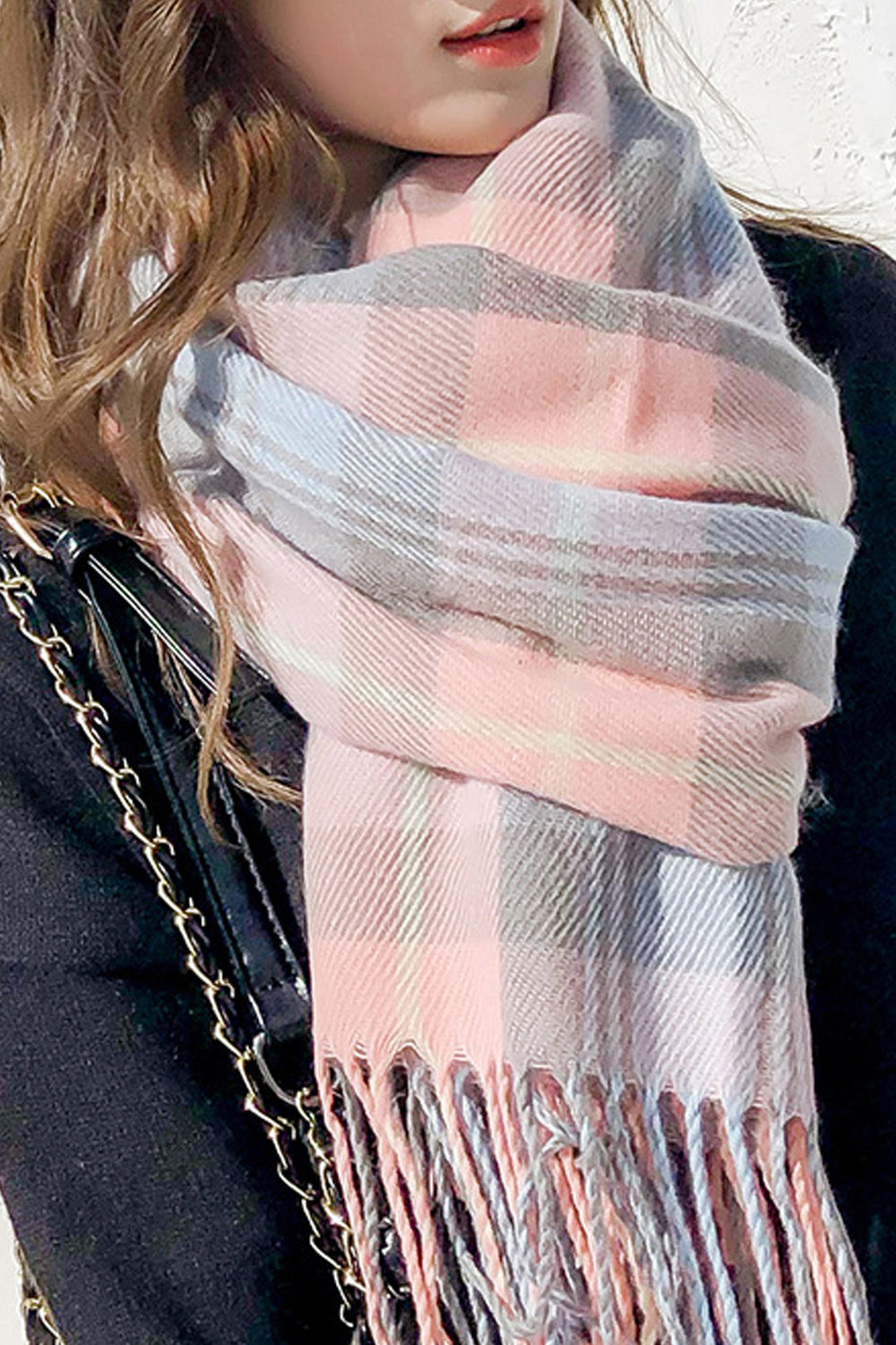 Women Fashionable Plaid Style Easy Casual Muffler