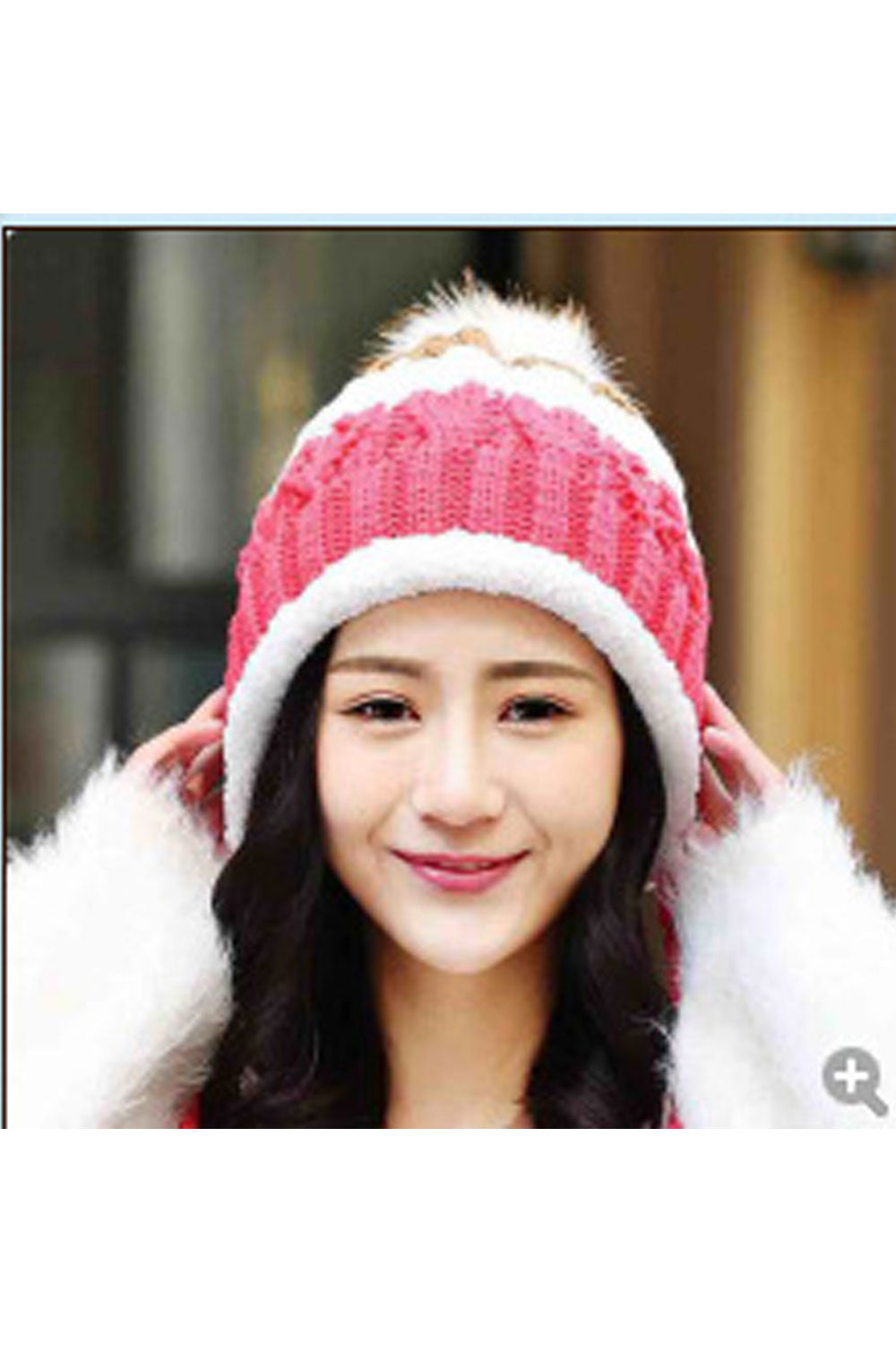 Women Cute Hairball Decoration Earmuffs Knitted Hat