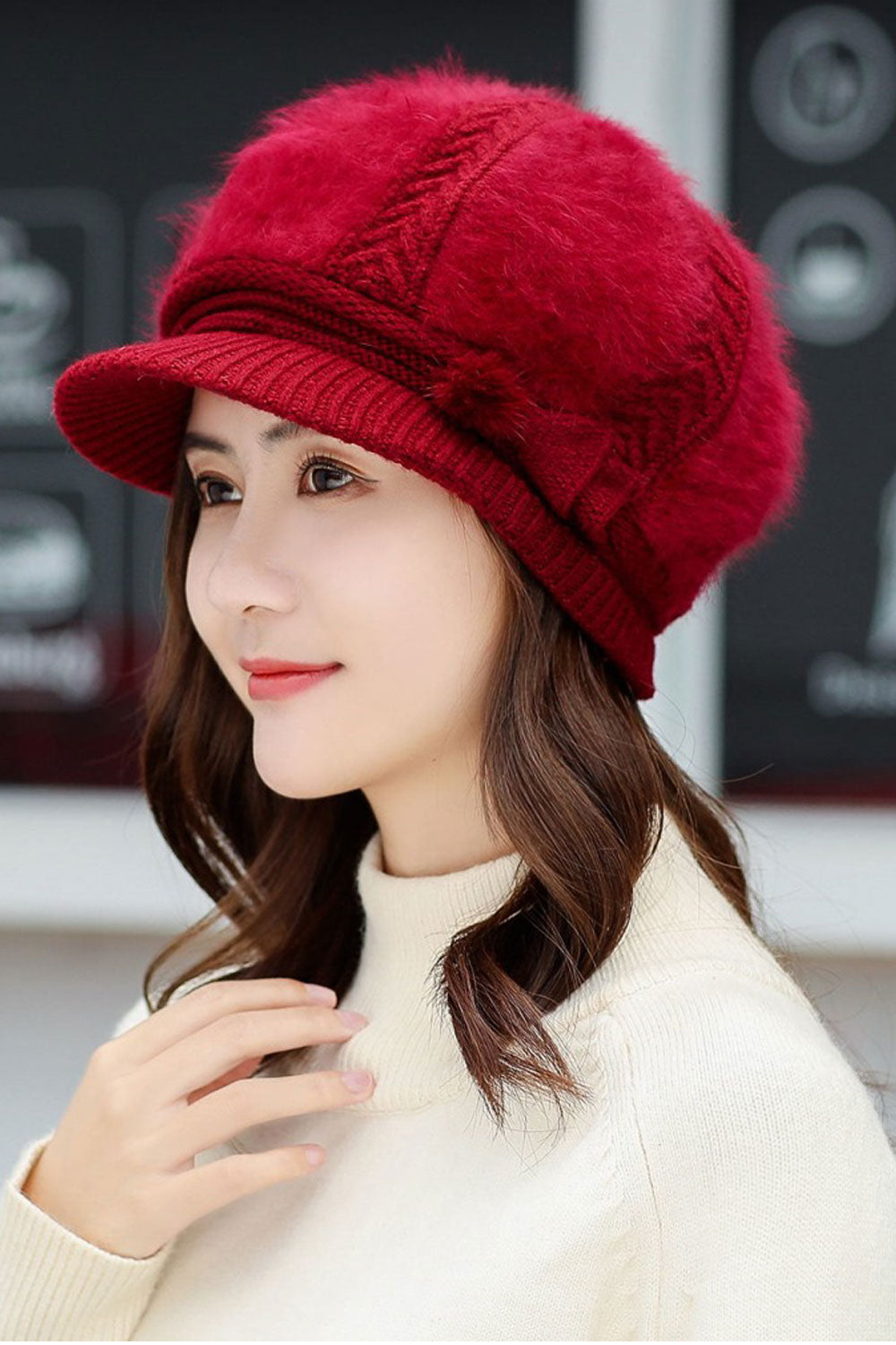 Women Warm Knit Ear Protection Warm Hat