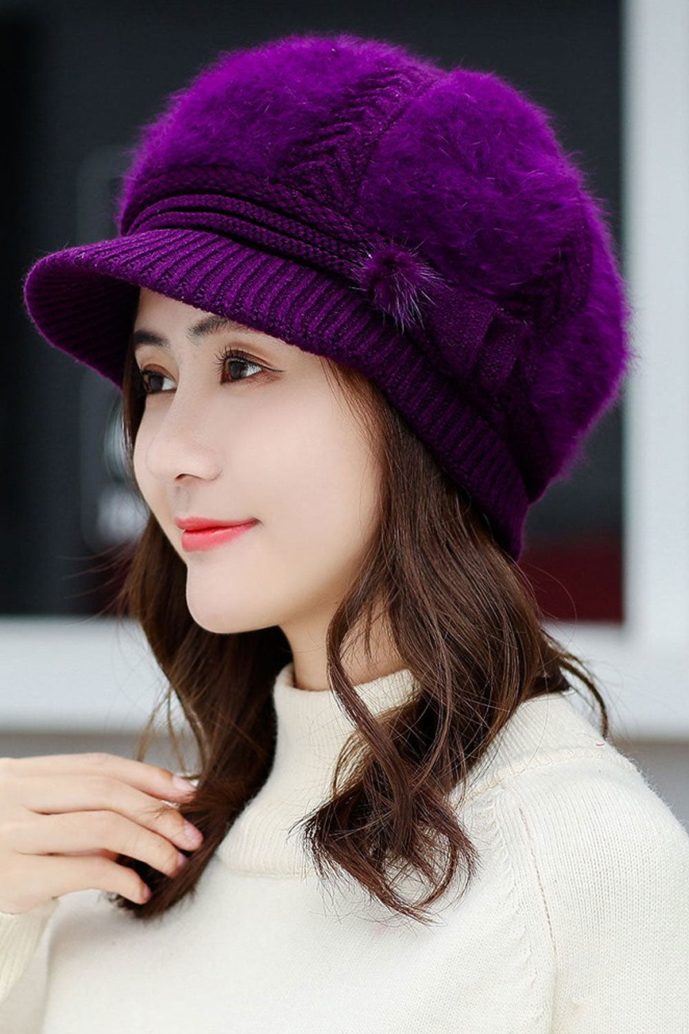 Women Warm Knit Ear Protection Warm Hat