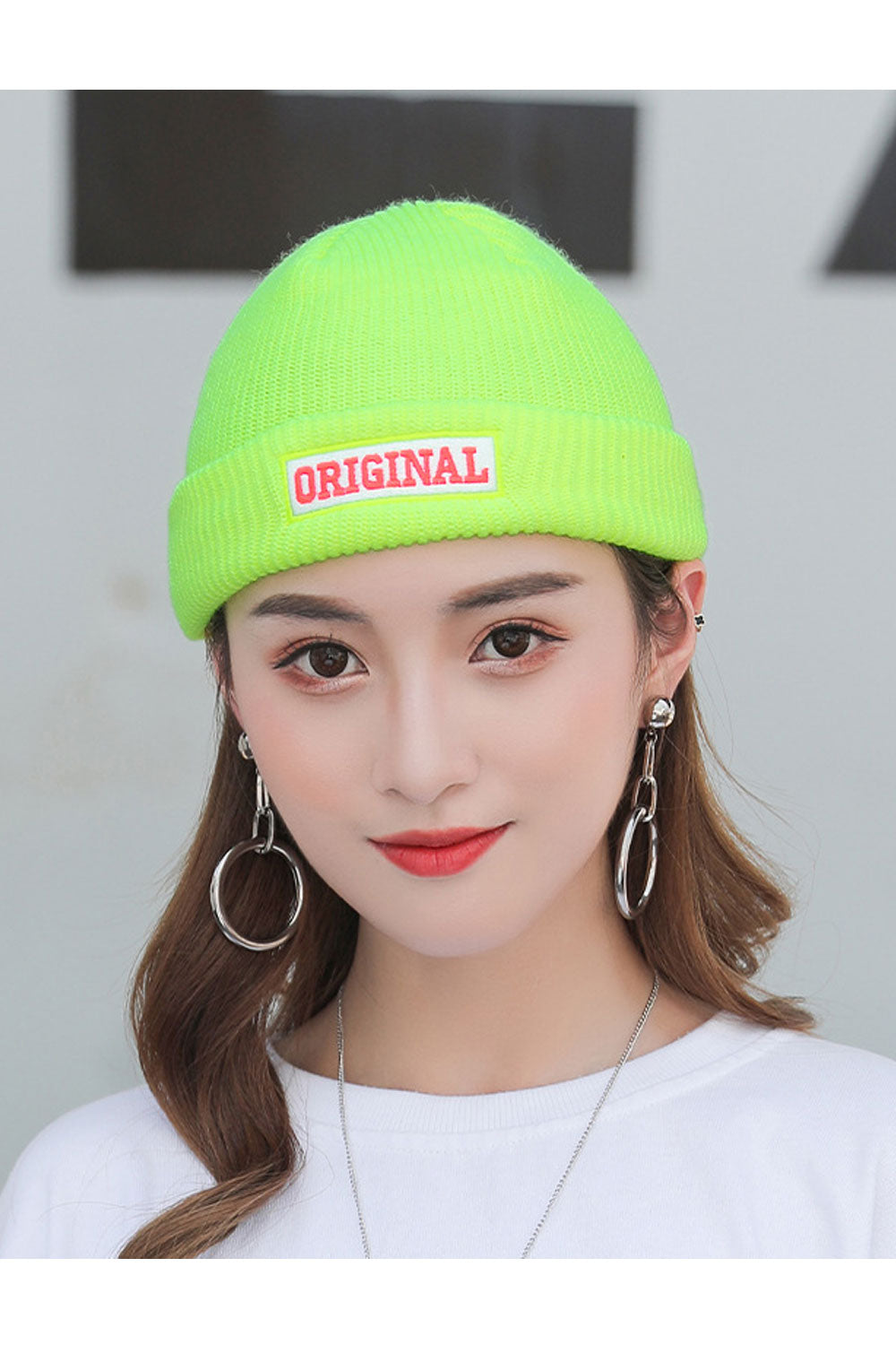 Women Warm Letter Embroidered Windproof Knitted Hat