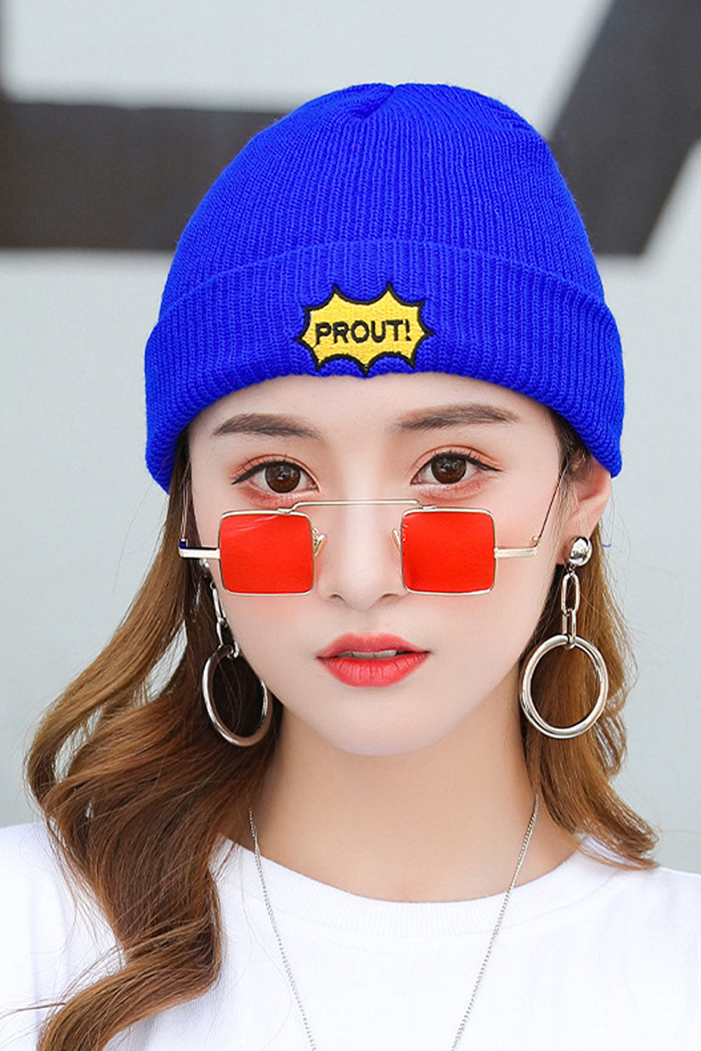 Women Warm Letter Embroidered Windproof Knitted Hat