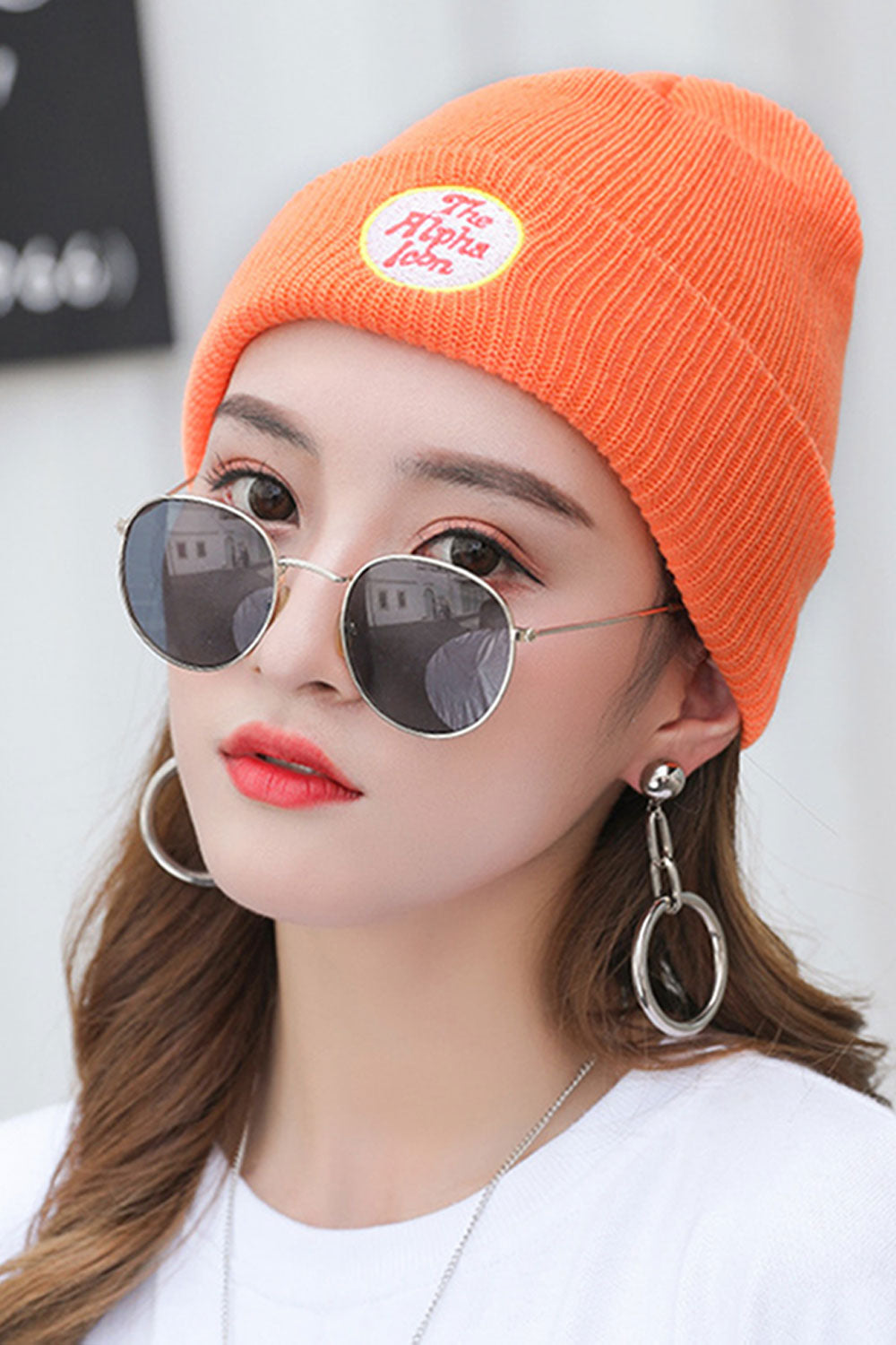 Women Warm Letter Embroidered Windproof Knitted Hat
