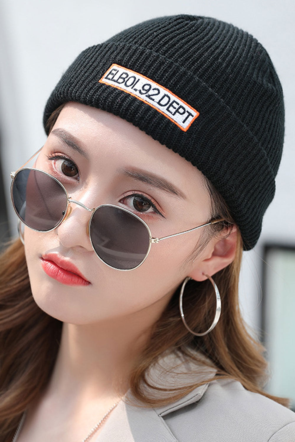 Women Warm Letter Embroidered Windproof Knitted Hat