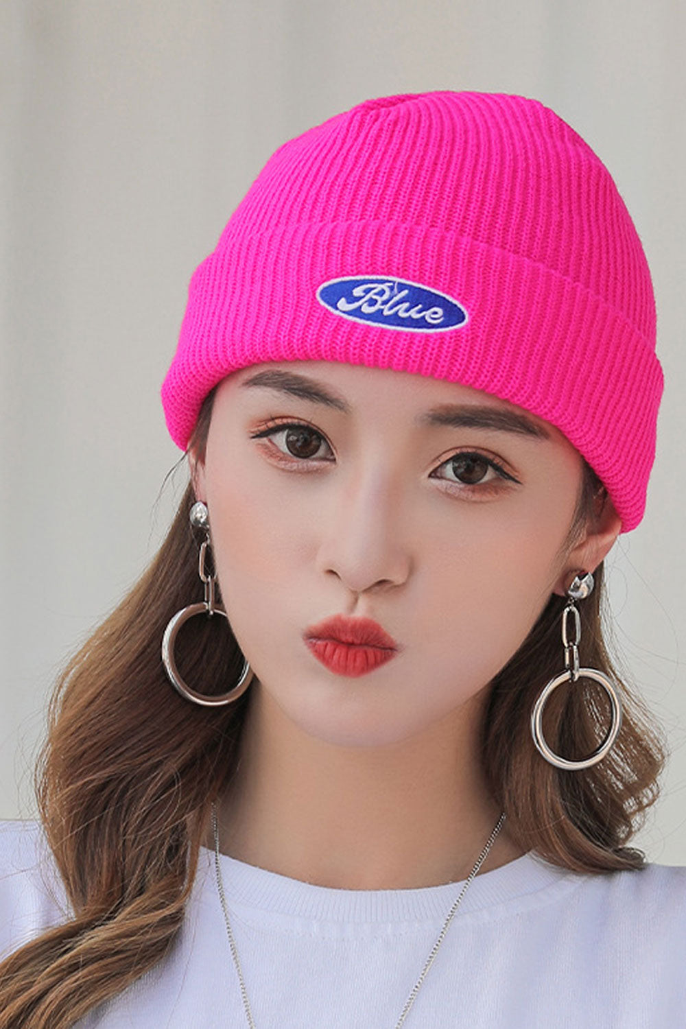 Women Warm Letter Embroidered Windproof Knitted Hat