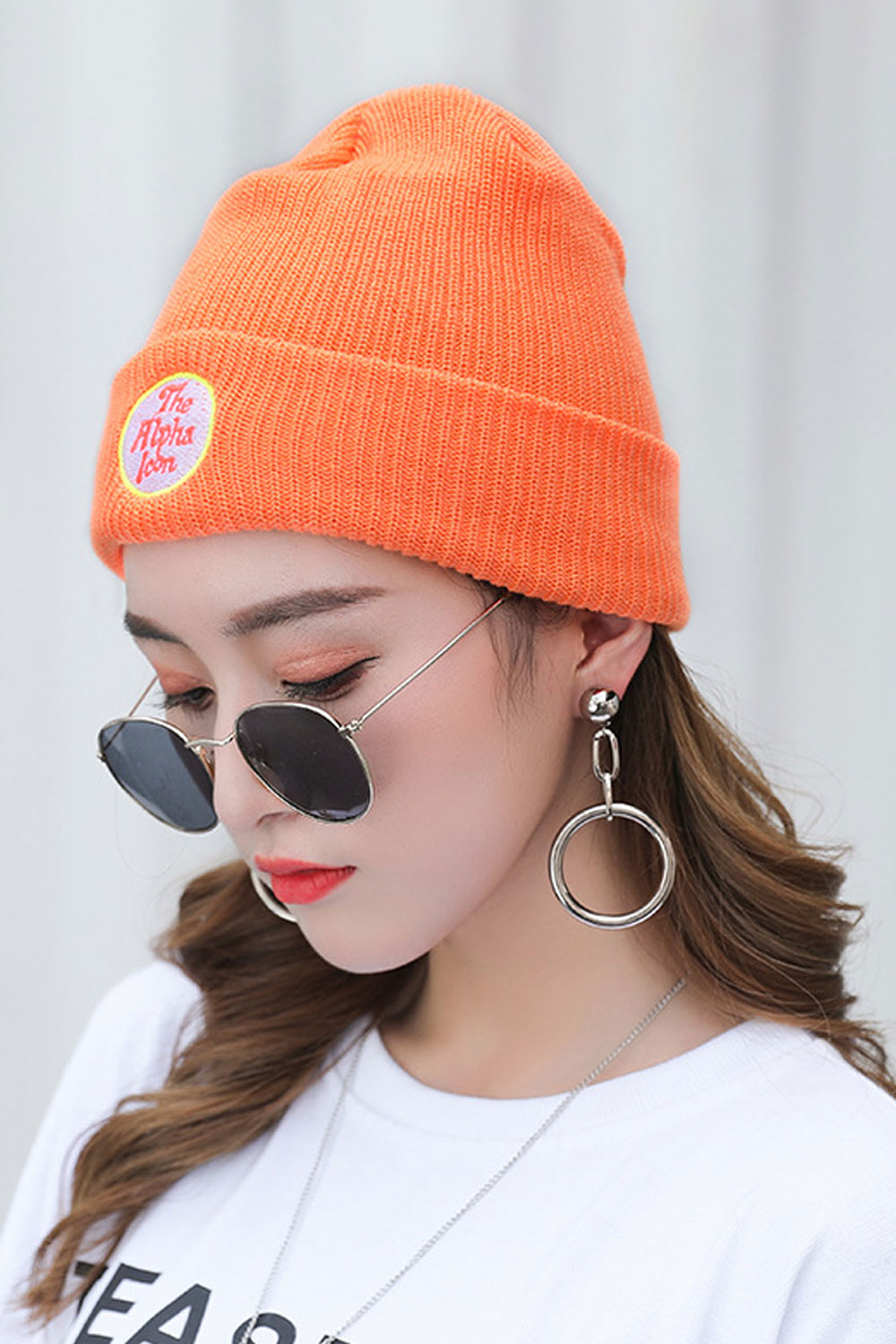 Women Warm Letter Embroidered Windproof Knitted Hat