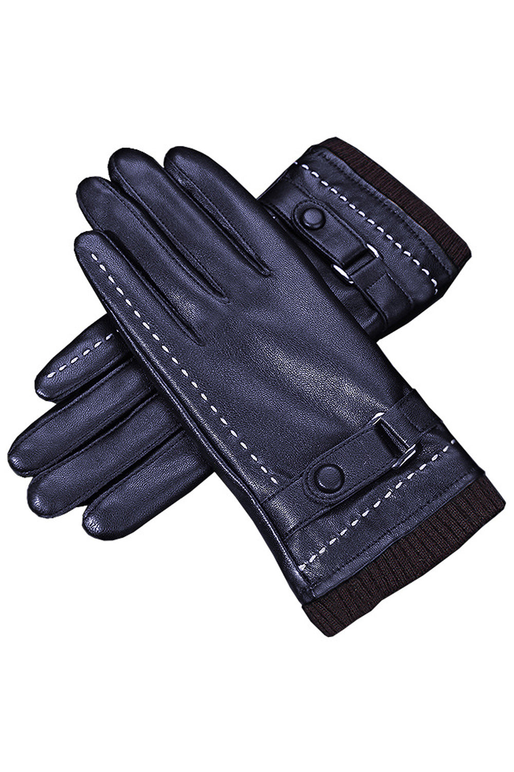 Women Split Fingers Warmth Feel Outdoor PU Gloves