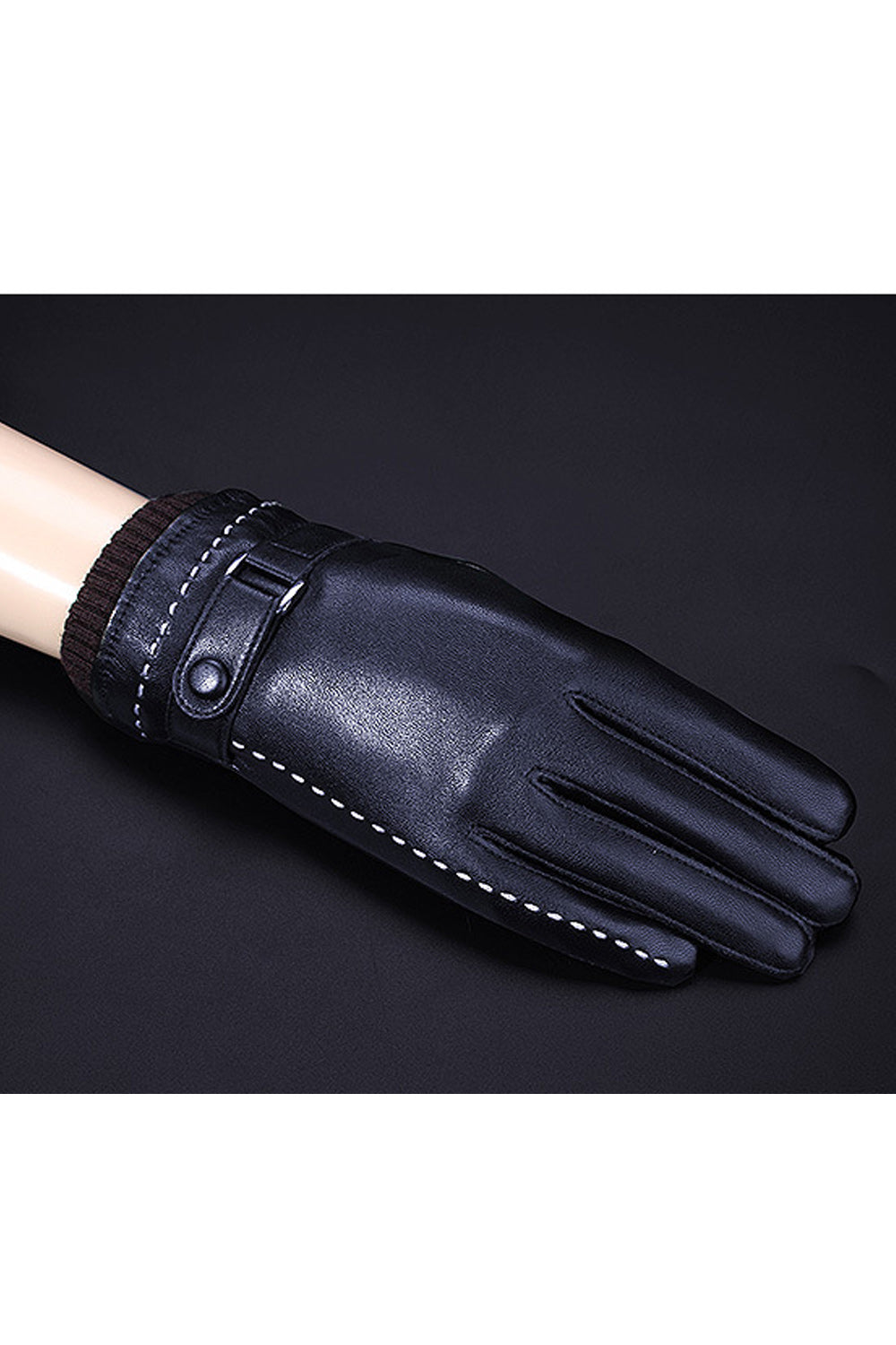 Women Split Fingers Warmth Feel Outdoor PU Gloves