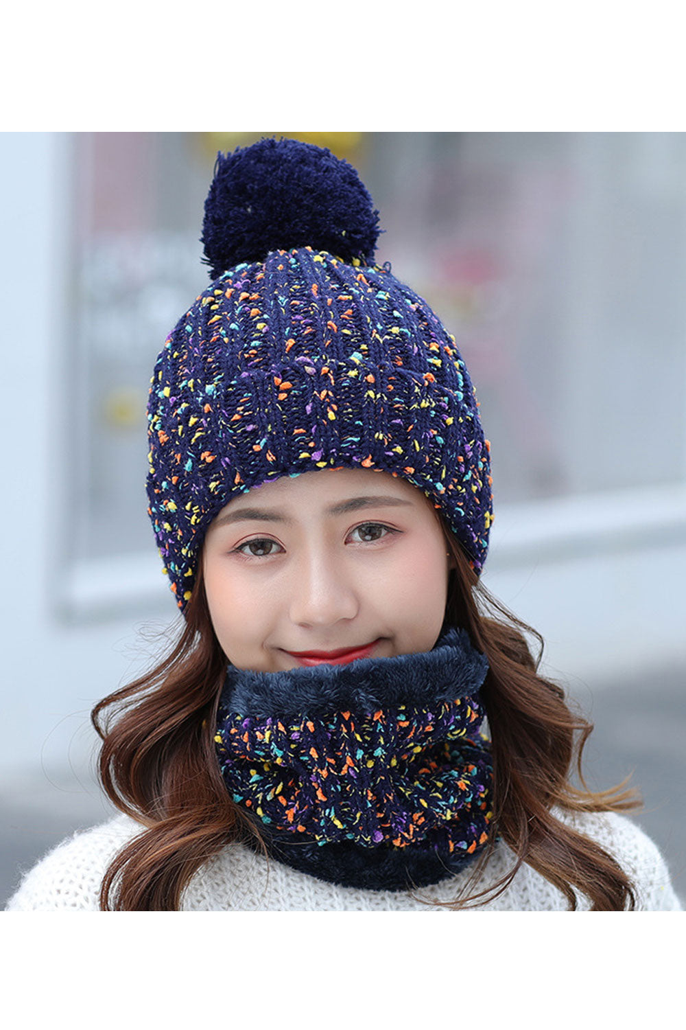 Women Colorful Hair Decorated Cute Knitted Hat