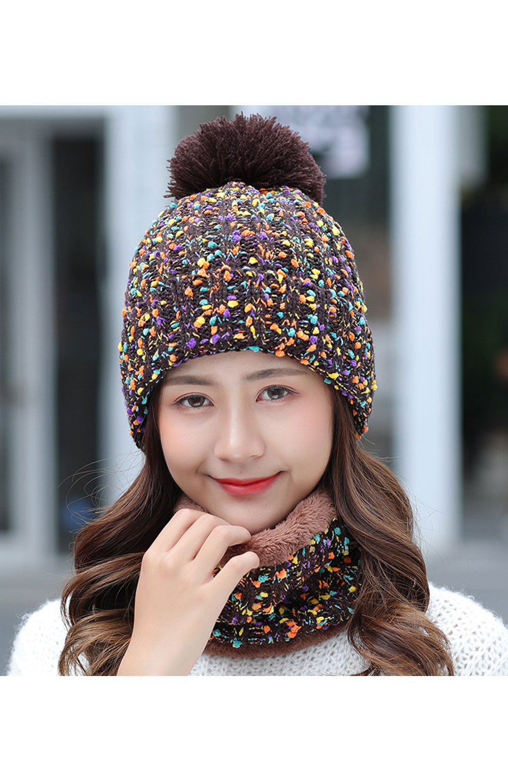 Women Colorful Hair Decorated Cute Knitted Hat