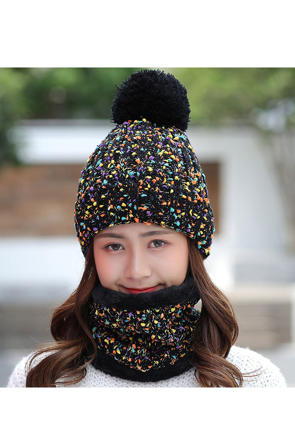 Women Colorful Hair Decorated Cute Knitted Hat