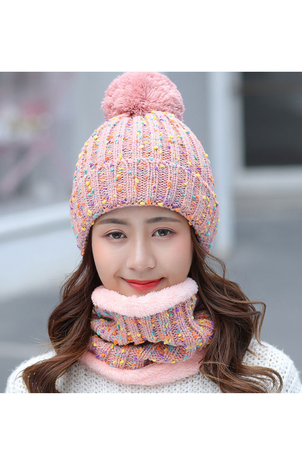 Women Colorful Hair Decorated Cute Knitted Hat