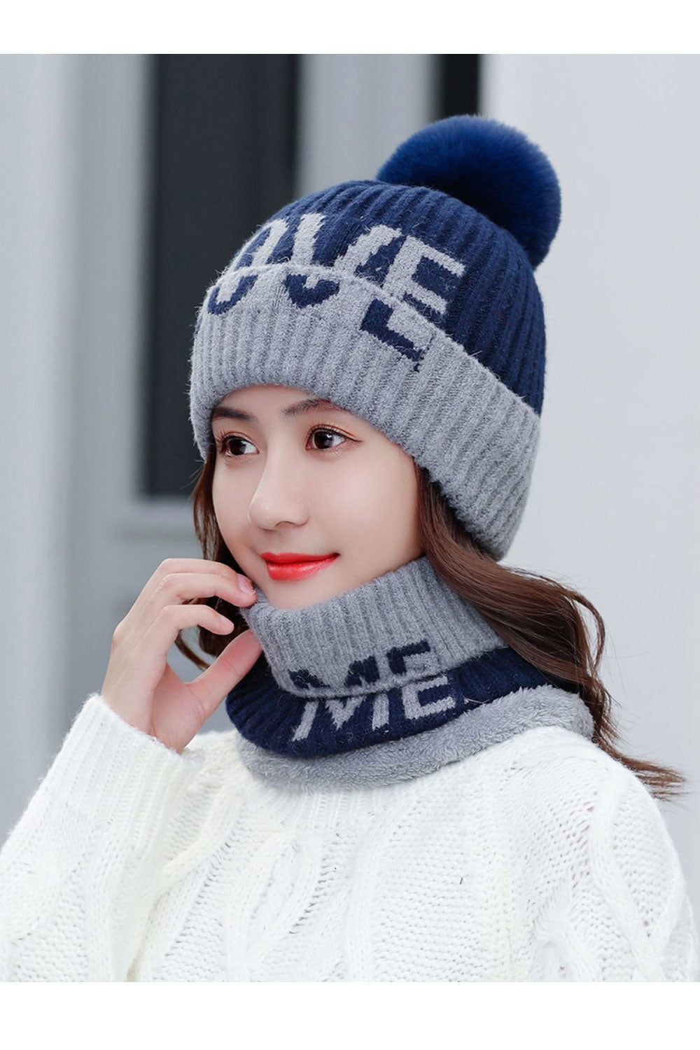 Women Letter Printed Earmuffs Lovely Knitted Hat