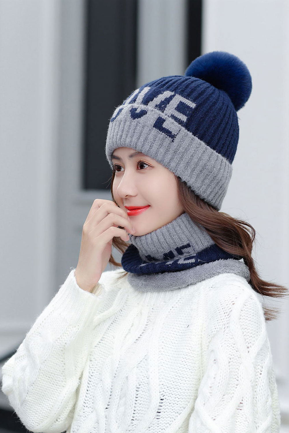Women Letter Printed Earmuffs Lovely Knitted Hat