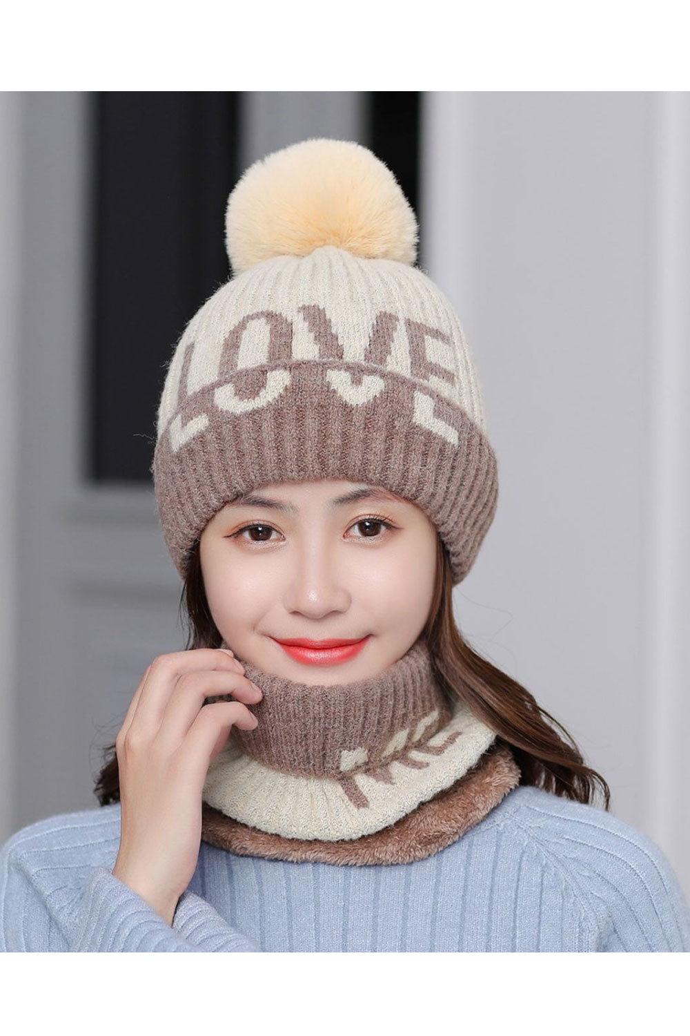 Women Letter Printed Earmuffs Lovely Knitted Hat