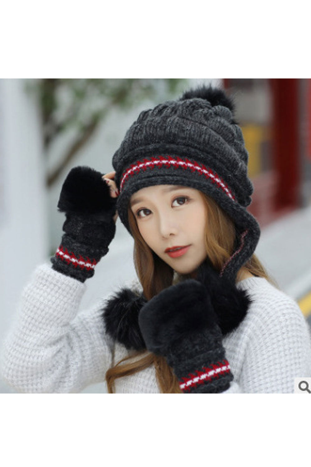 Women Versatile Earmuffs Decorated Warm Knitted Hat