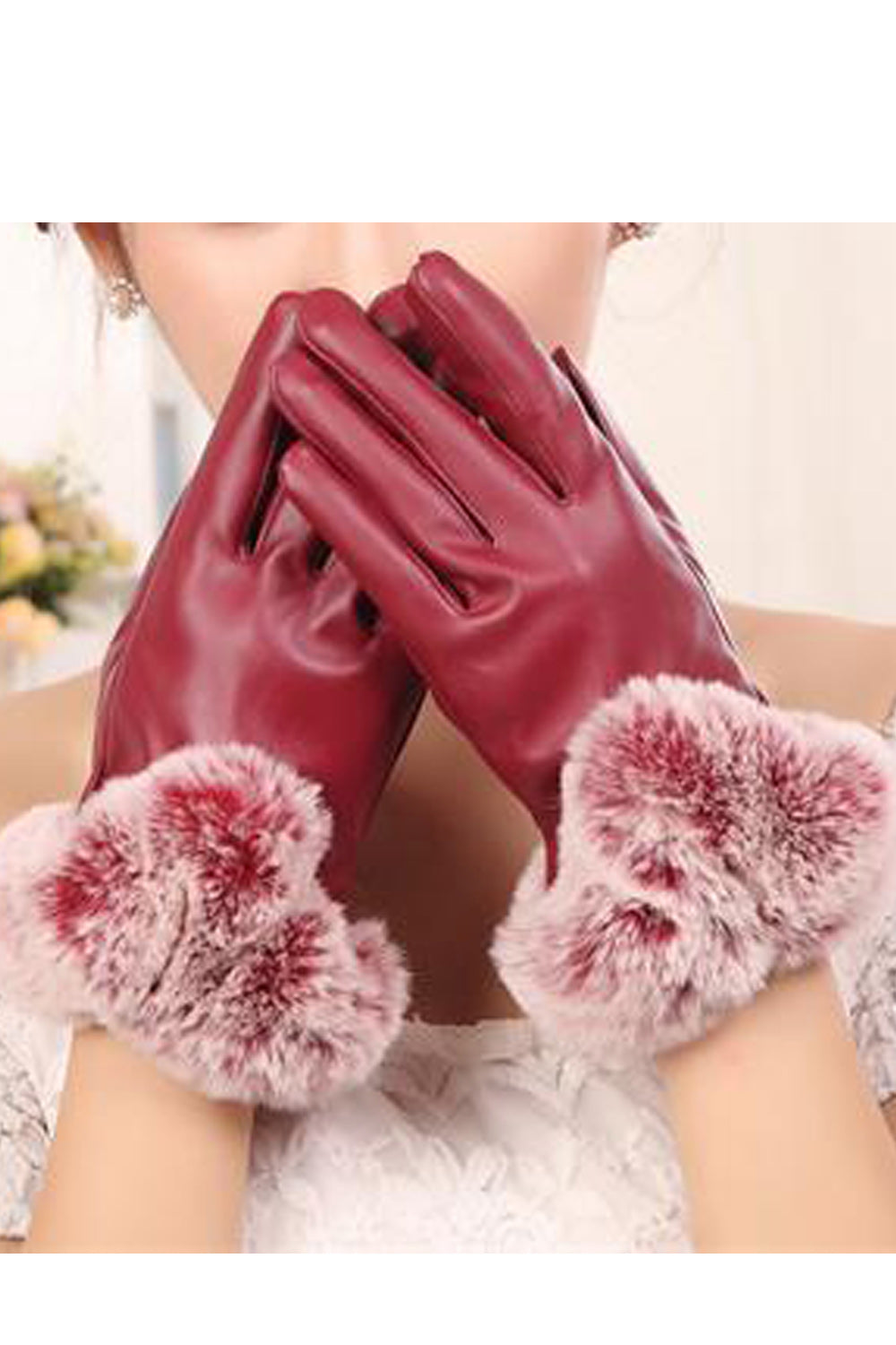 Women Outdoor Traveling Riding Warmth Feel PU Gloves