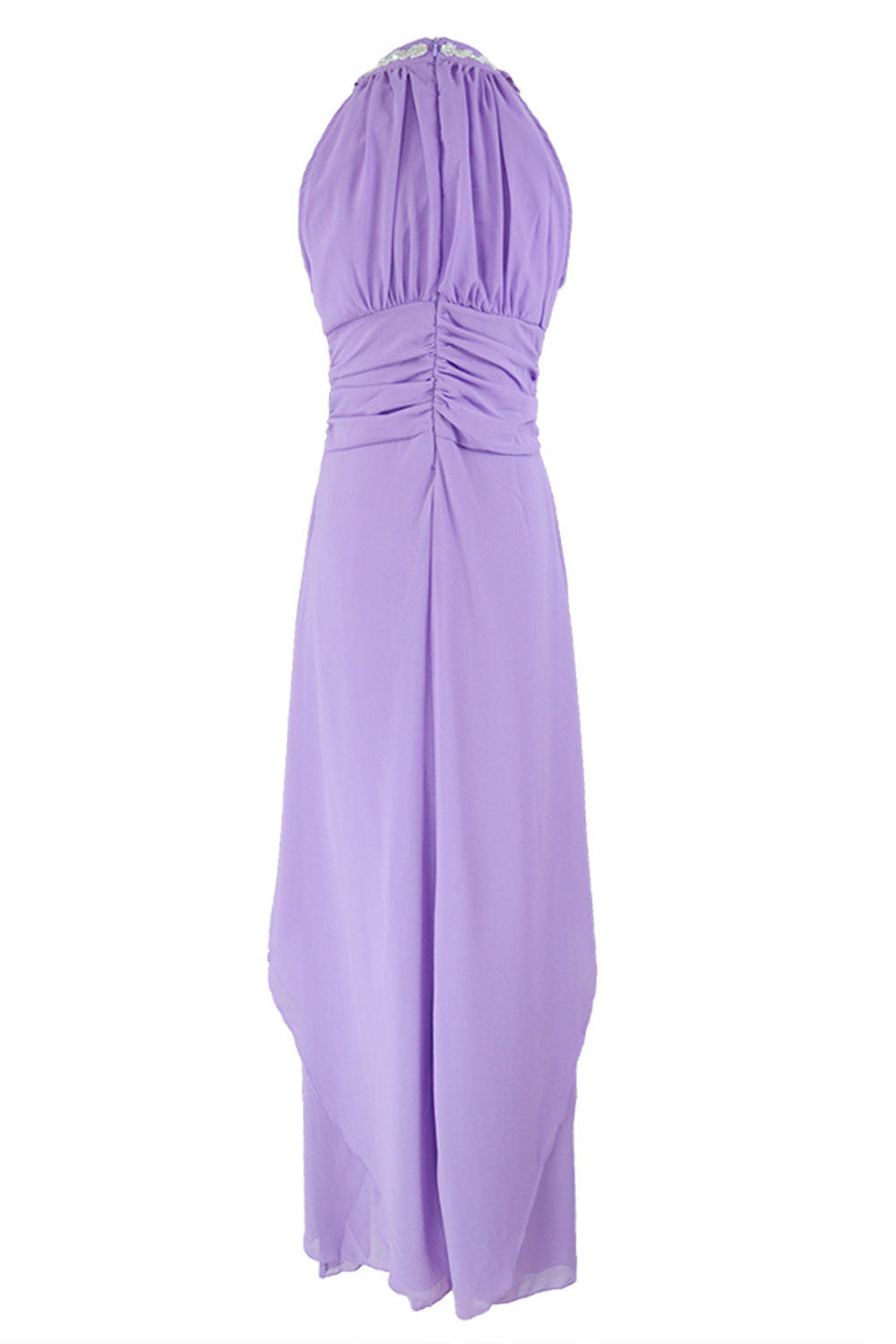 Women Halter Hanging Neck Pleated Bust Long Dress