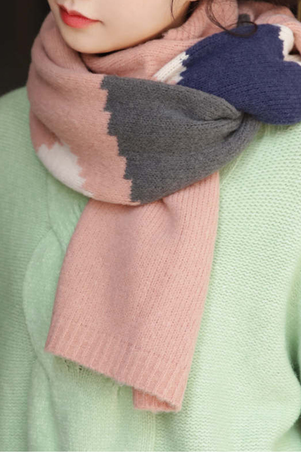 Women Cashmere Solid Pattern Comfortable Soft Casual Muffler