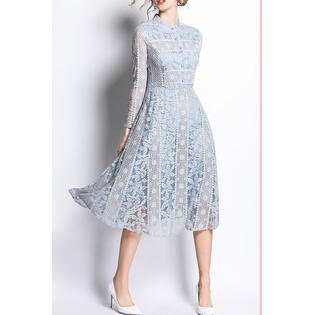 Women Lace High Neck Slim Fashion Dress
