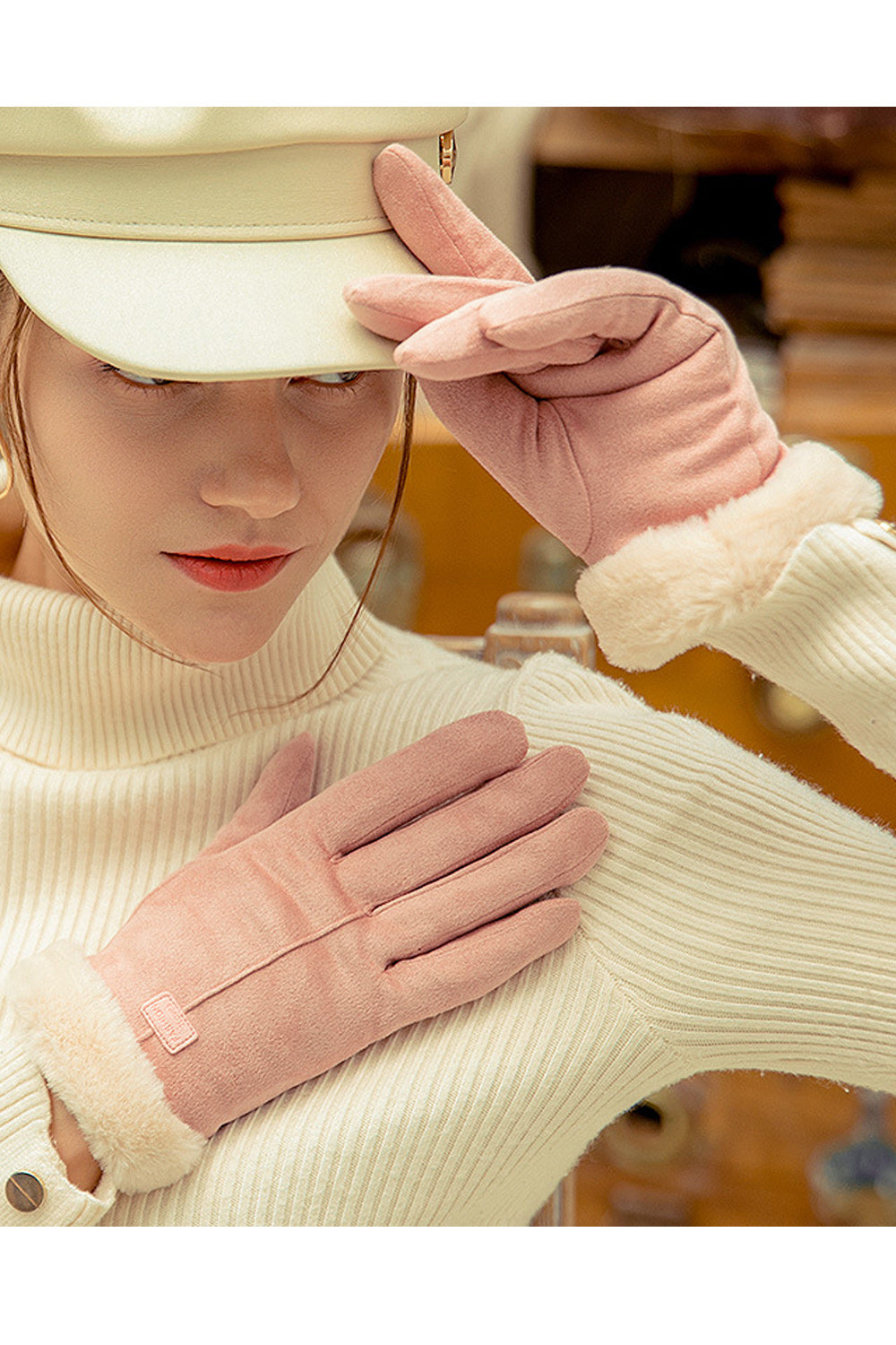 Women Magnificent Warm Casual Winter Season Suede Gloves