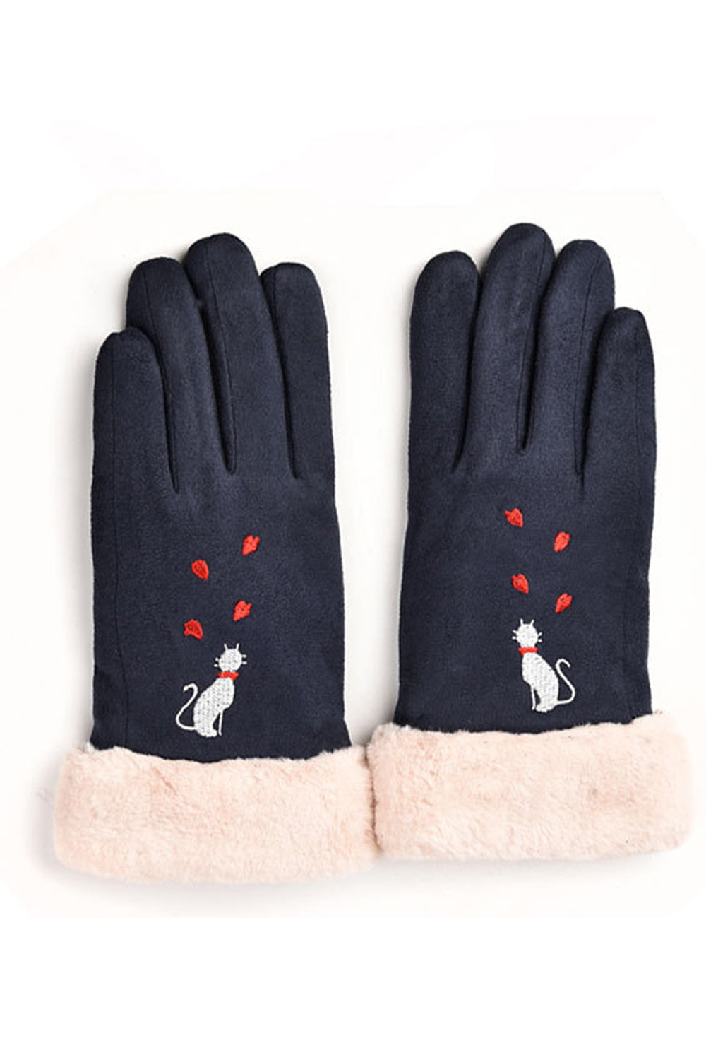 Women Classy Cartoon Printed Warm Fashionable Suede Gloves